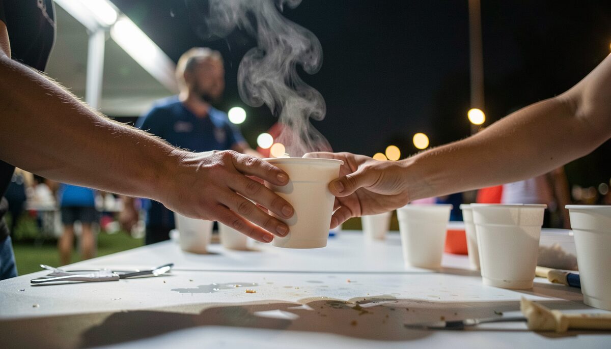 Another frame kept on the same lap: What runners actually eat when the course comes back to the same table every mile: broth, potatoes, flat soda, and the case for real food over packets.